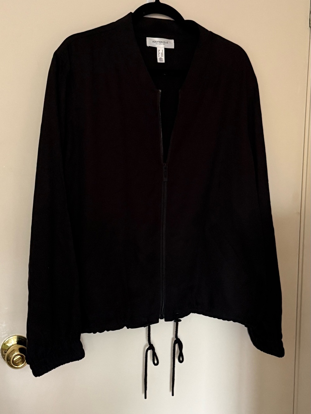 Addition Elle Black Bomber Jacket with Drawstring Hem